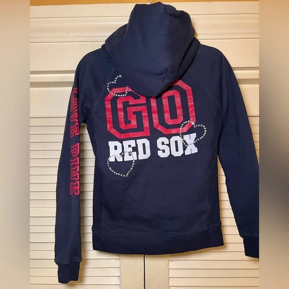 Victorias Secret PINK Red Sox MLB Pullover Hoodie with Bling, size XS - Picture 11 of 12